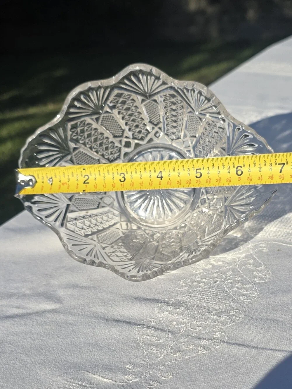 Antique EAPG US Glass Panama Berry Fruit Bowl Ruffled Clear 1904 Pristine